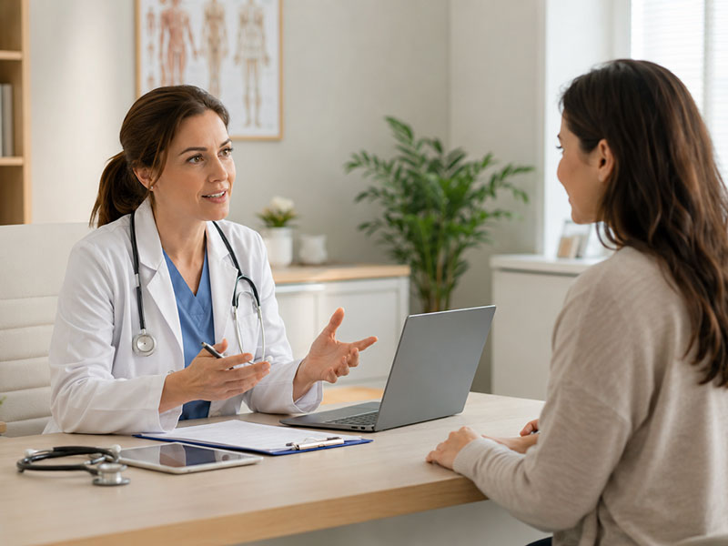 Consultorio médico con atención a paciente